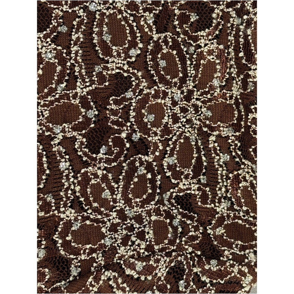 Vintage Maggie Barnes Brown Tunic‎ Top White Micro Beaded  Size 3X Glam Party - Picture 14 of 15